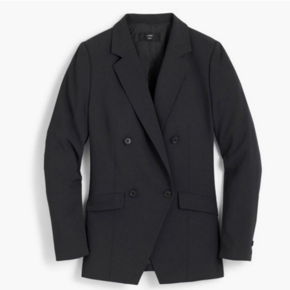 J. Crew 365 Blazer Jacket Suiting Double Breasted Classic Work Career Black NWT - Picture 1 of 12
